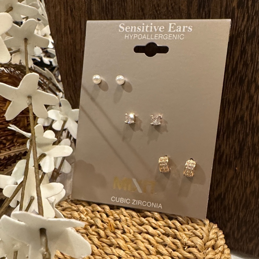 Mixit Hypoallergenic Cubic Zirconia Earrings - Gold and Silver